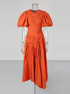TWOTWINSTYLE-robes longues irrégulières tissées à <span class=keywords><strong>manches</strong></span> <span class=keywords><strong>courtes</strong></span> pour femmes - Product Image 6