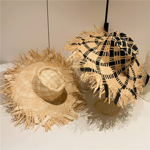 Nhà Máy Floppy Raffia Lớn Brim Nguyên Cạnh Mặt Trời Bảo Vệ Handmade Dệt Lõm Phụ Nữ Mũ Rơm - Product Image 2