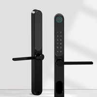 Serrure de porte intelligente Tuya Slim à empreinte digitale, étanche, pour WiFi, profil étroit, en alliage d'aluminium à pont thermique brisé, avec carte mémoire