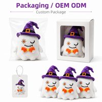 Peluche fantôme d'Halloween personnalisée, jouet en peluche doux avec chapeau de sorcière, rembourrage en coton PP, matière polyester, unisexe, pour cadeau de fête