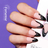 Top vente presse amande courte sur ongles en acrylique pointe française marque privée faux ongles nus vente en gros stiletto faux ongles designer
