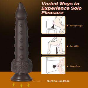 Klitoris stimulation Freisprech-Dildo maschinen 8,66 Zoll Realistische Silikon-Spiked Big Black Saugnapf Schub vibrations dildo - Product Image 3