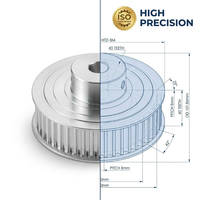 Pulley Timing Bersertifikasi ISO HTD 8M 40T |   Roda Sinkron Aluminium OD 101.86mm Pitch 8mm |   Mesin CNC Presisi Tinggi, RoHS