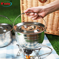 Pot de pique-nique portable en acier inoxydable durable pour l'extérieur, ustensiles de cuisine pour l'extérieur