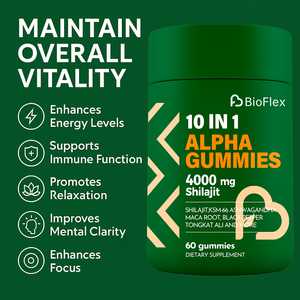 Formule personnalisée 4000 mg Original 10 en 1 Compléments alimentaires à base de gommes à mâcher à l'alpha shilajit pur de l'Himalaya avec de l'ashwagandha et du maca pour hommes - Product Image 3