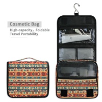 Sac de voyage portable résistant à l'eau avec fermeture éclair, style bohème, tribal indien aztèque, personnalisé, pour maquillage et cosmétiques, pour femme