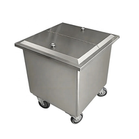 Chariot de stockage carré mobile en acier inoxydable grande capacité pour farine et ingrédients, avec roulettes, pour usine alimentaire