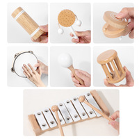 Montessori Toys Orff Percussion Instrument 8-piece Set Solid Wood Maracas Baby Rattles for Kids Educational Music Toys