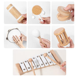 Jouets Montessori, instrument de percussion Orff, ensemble de 8 pièces, maracas en bois massif, hochets <span class=keywords><strong>pour</strong></span> bébés, jouets musicaux éducatifs <span class=keywords><strong>pour</strong></span> enfants - Product Image 2