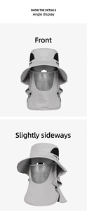 Cappello Estivo da Giungla con Protezione <span class=keywords><strong>Solare</strong></span>, Copertura <span class=keywords><strong>Viso</strong></span> Staccabile, Asciugatura Rapida, Maschera Facciale e Sciarpa Traspirante - Product Image 6