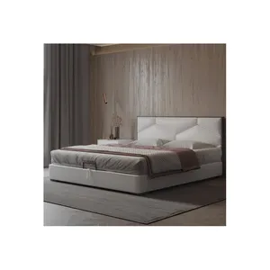 MAXKY ahşap saklama pnömatik yatak çok fonksiyonlu kutusu ile çift kişilik yatak son tasarım beyaz ev yatak odası mobilya takımı ahşap Modern