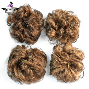 Di lusso elastico <span class=keywords><strong>capelli</strong></span> umani Chignon completamente umani fascia di gomma da donna allungata Chignon <span class=keywords><strong>capelli</strong></span> disordinati - Product Image 4