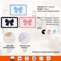Modern Bathroom Rug Set Scalloped Bow Microfiber TPE Backing Machine Washable Designer Bathroom Mat Set Private Label Supply