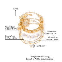 Ensemble de bracelets tendance en chaîne à maillons étoile, cœur et perle plaqués or pour femmes, bijoux de mode, accessoires de bracelet