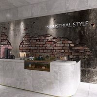 Papier peint rétro nostalgique en tissu sans couture, imperméable, finition mate 3D, pour fond de bar, murale personnalisée, restaurant de hot pot 2026