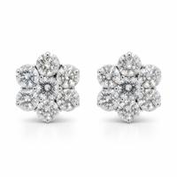 Boucles d'oreilles pendantes en or blanc 18 carats avec diamants de 3,273 carats, chaîne double rangée style tennis à pampilles, grappe de fleurs et diamants taille poire pour soirée