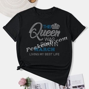 Strass Termoadesivi Rotondi Flatback con Motivo Regina Personalizzato per Compleanno, in Materiale Coreano, per <span class=keywords><strong>T</strong></span>-<span class=keywords><strong>shirt</strong></span> Elasticizzate - Product Image 2