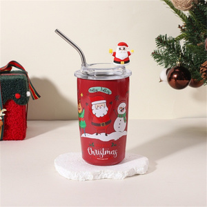 <span class=keywords><strong>Kids</strong></span> <span class=keywords><strong>Cute</strong></span> Milk Cup Presentes de Natal 460ML Stainless Steel Tumbler Mug Canecas de parede dupla com tampa de palha para aniversário - Product Image 3