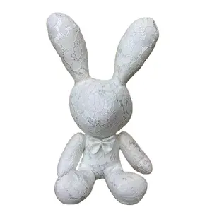 LEMON 한국 레이스 토끼 귀여운 부활절 토끼 봉제 베개 하이 퀄리티 부드러운 박제 좌석 토끼 봉제 인형 장난감 인형 장식 g