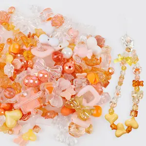 Đầy màu sắc thẩm mỹ acrylic nhựa các loại dễ thương hạt pastel hoa trái tim sao bướm kẹo Vòng hạt vòng tay dây chuyền