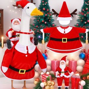 For New Arrival Santa Claus Riding <b>Outfit</b> Set-23-Inch Polyester Porch Goose Ornament Europe America Style Christmas - Product Image 1