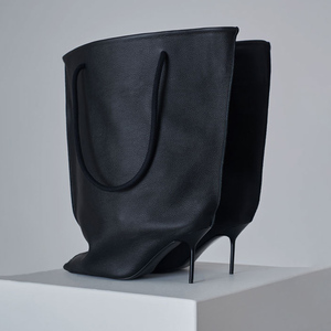 Women Pointed Toe Mid Calf Bag Booties Super Big Top Half Knee High <b>Boots</b> Wide Fit High Slim Heels Loose Shoes - Product Image 2