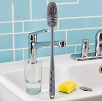 Brosse à tasse à eau en silicone à long manche brosse de nettoyage de bouteille de lait pour théières tasses à eau sans lacunes pour un lavage pratique