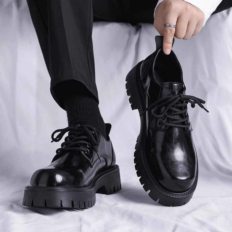 Men Patent Leather Platform Wingtip Oxfords Chunky Heel Round Toe Lug Sole Dress Shoes For Wedding Party P 179270004