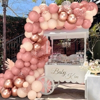Kit d'arche de guirlande de ballons rose crème or rose, ballons confettis or rose pour la 1ère anniversaire d'une petite fille, décoration de fête de baby shower