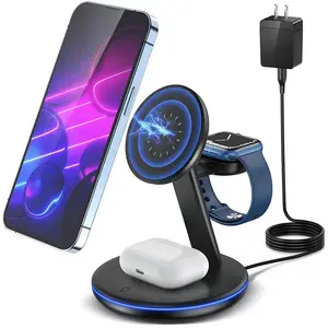 GHC Qi 3 in 1 magnetic wireless Charger for Apple Watch Series 8/7/6/5/4 AirPods 3/2/Pro iPhone 14/13/12/11/XS/XR/X/XE