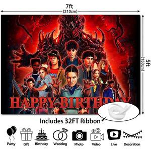 Decoraciones de Cumpleaños de Stranger Things Temporada 5, Banner y Fondo de Stranger para Fiestas Infantiles, Personalizables - Product Image 5