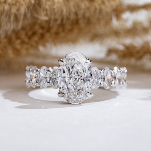 Messi Jewelry MSR-2138 14K Gold Oval Shape Hidden Halo Lab Grown <b>Diamond</b> <b>Ring</b> Engagement <b>ring</b> - Product Image 1