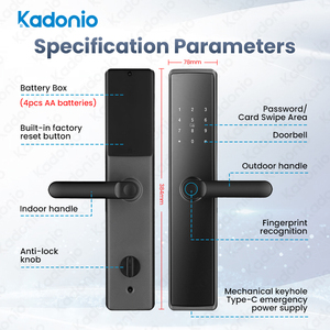 Kadonio Entra Sin Llave En <span class=keywords><strong>La</strong></span> Tarjeta RFID De <span class=keywords><strong>Huella</strong></span> Dactilar Cerradura Inteligente Para Puerta De Aluminio - Product Image 6