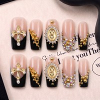 Uñas postizas francesas personalizadas de marca privada, 2.5 cuadradas, curvadas, hechas a mano, de acrílico PMMA, de cobertura completa, 10 unidades.