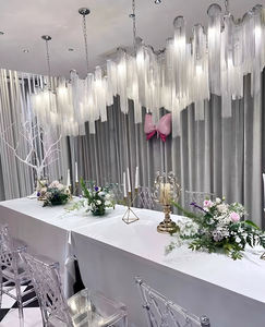 Luminaire suspendu LED de style italien, luxe, <span class=keywords><strong>hauteur</strong></span> réglable, pampille argentée, lustre en aluminium <span class=keywords><strong>pour</strong></span> villa - Product Image 5