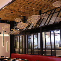 Lustres LED Flottants en Forme de Nuages en Maille Métallique Créative pour Hôtel, Centre Commercial, Salon Blanc, Salle à Manger en Fer, Lumières de Mariage