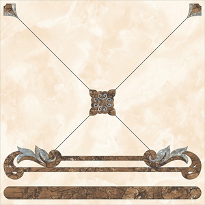 <span class=keywords><strong>Piastrelle</strong></span> in Ceramica Hasin 8-in-1 con Motivo Floreale, Effetto Parquet Lucido, Cristallo Dorato, 800x800mm - Product Image 3
