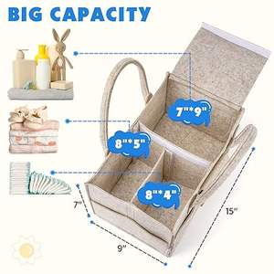 Cesta para Recién <span class=keywords><strong>Nacido</strong></span> Essentials Neutral Gift Shower Registro Debe Tener Organizador de Coche Pañales Grandes para Bebé Caddy Organizador - Product Image 2