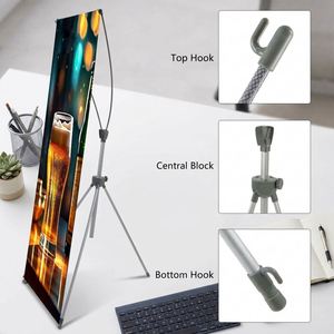 Support publicitaire portable en alliage d'aluminium Rishen Yueyi pour bannière en X, tailles 60x160cm et 80x180cm, réglable en hauteur, impression numérique pour - Product Image 2