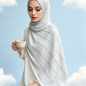 Nouveau Voile Femme Boran Élégant en Dentelle Pailletée et Satin Couleur Unie, Style Européen et Américain, Double Usage, Origine Hebei, En Stock - Product Image 3