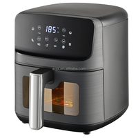 4.5L Fenêtre en verre visible Friteuse électrique Double Panier Grill Contrôle numérique Affichage LCD Carré Design en acier inoxydable