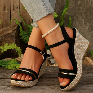 Sandalias de Plataforma con Cuña de Talla Grande para Mujer 2025, Nuevas Sandalias Romanas Casuales de Tacón Alto y Suela Gruesa, Venta al por Mayor de Verano - Product Image 4