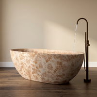 Baignoire ovale en pierre artificielle de style rétro, finition couleur marbre, luxe léger, nouveau style, pour hôtel.