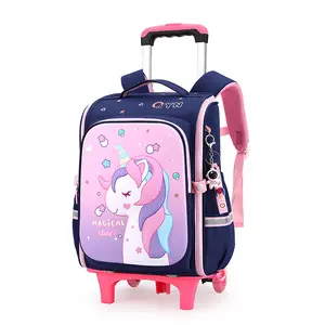 재고 도매 사용자 정의 영국 스타일 트롤리 가방 책가방 어린이 학교 배낭 방수 여행 먼지 배낭 가방