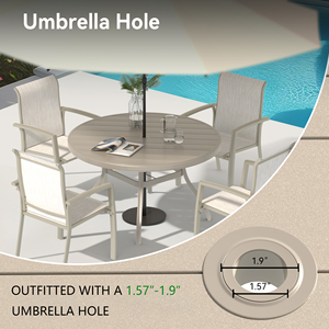 <b>Patio</b> Dining Set 4 Chairs 40.6 In <b>Round</b> Metal <b>Table</b> Outdoor Furniture Set - Product Image 4