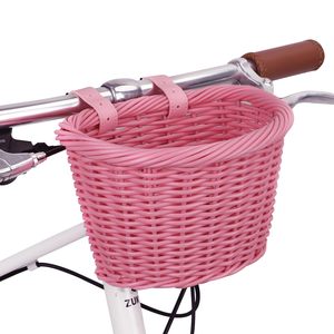 Cestino <span class=keywords><strong>per</strong></span> Bicicletta in Vimini, Cestino Anteriore Pieghevole a Sgancio Rapido, Robusta Borsa Portaoggetti in Plastica Fatta a Mano <span class=keywords><strong>per</strong></span> Bambini - Product Image 1