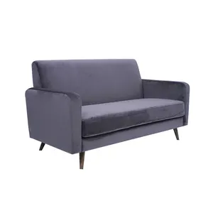 Contemporary L Shape Velvet Gray Sofa Set Fabric Modern 3 Seater