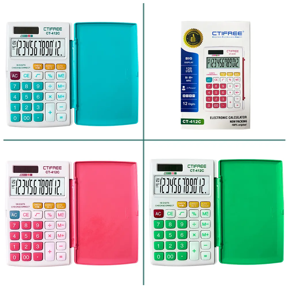 2023 Small Pocket Calculator Basic Calculator Mini Desktop Calculators Handheld Angled 12 Digit LCD Display For School Office