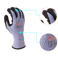SNELL niveau 4 Anti-coupure Logo personnalisé tricot HPPE paume enduite Nitrile Sandy anti-dérapant résistant aux coupures gants de travail de sécurité