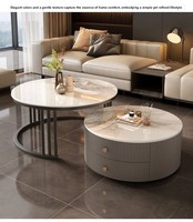 Mesa de Centro Moderna y Elegante con Diseño de Esquinas Redondeadas, Espacio de Almacenamiento Oculto Integrado, Duradera, Muebles para el Hogar, Sala de Estar